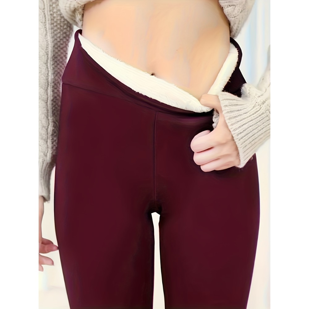 Women's High Elastic Fleece Leggings - Warm, Comfortable, and Stylish Activewear