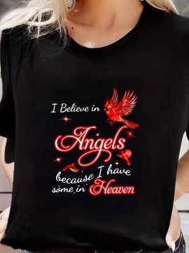 Women's Letter Print Short Sleeved T-shirt - Solid Loose Crew Neck Active Comfort Sweatshirt