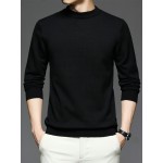 All Match Knitted Sweater, Men's Casual Warm Slightly Stretch crew Neck Pullover Sweater For men Fall Winter