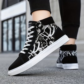 Men's Versatile High-Top Sneakers: Lace-Up, Non-Slip & Stylish - Perfect for Every Season's Casual Outdoor Adventures