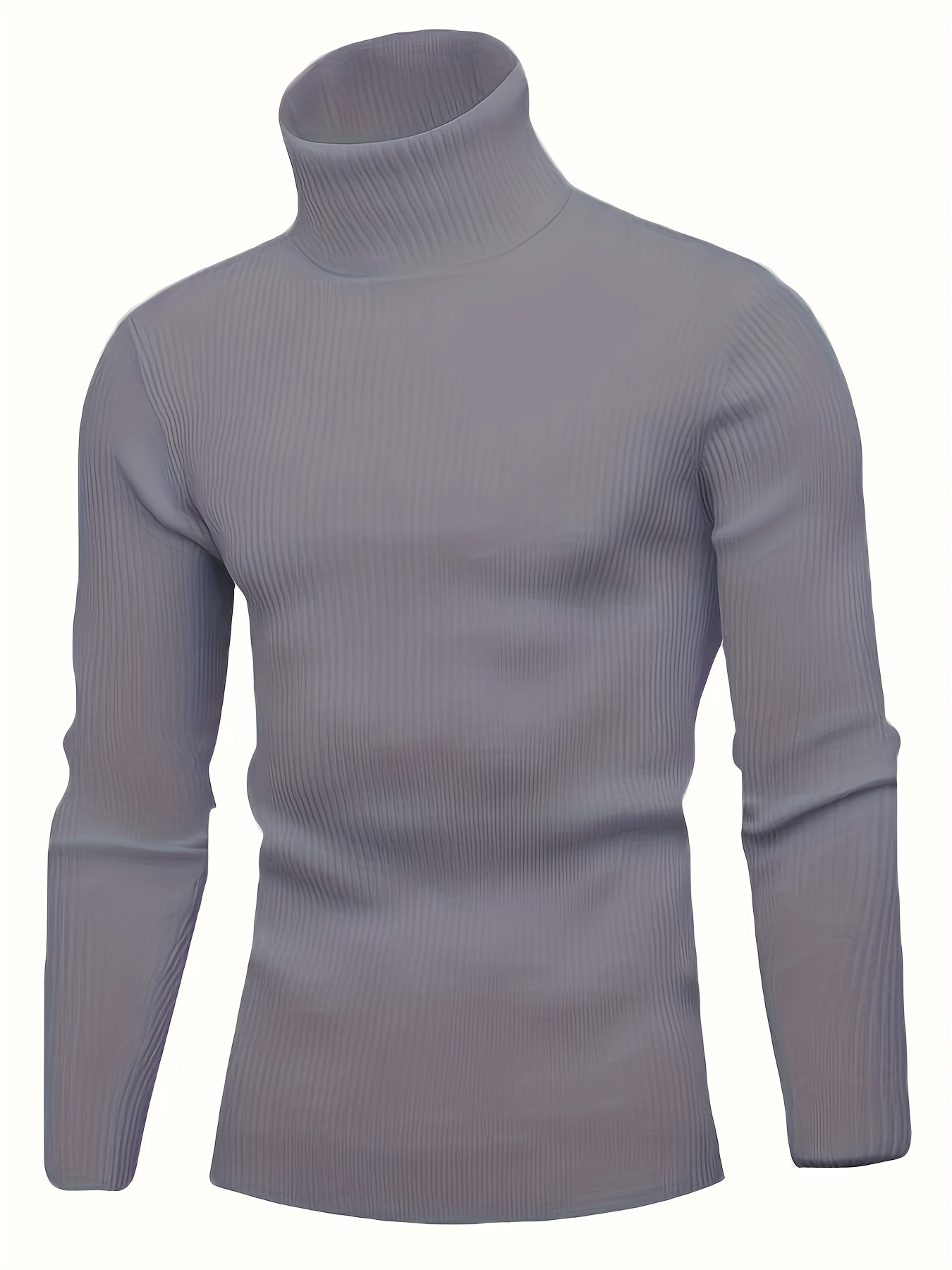 turtle neck knitted slim fit sweater mens casual warm solid high stretch pullover sweater for fall winter details 4