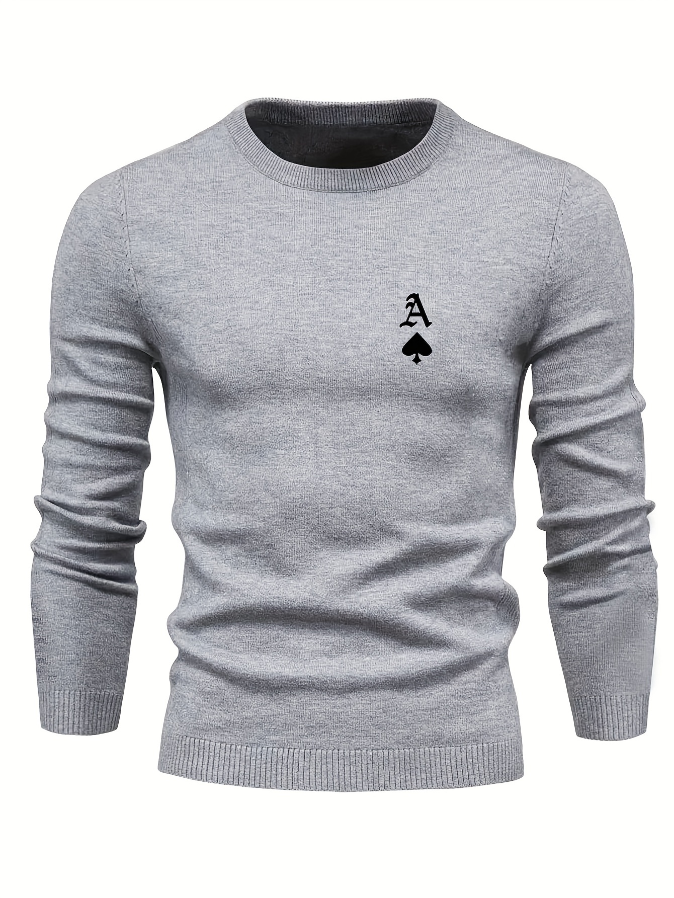 jokes pattern chic novel sweater mens casual warm middle stretch crew neck pullover sweater for fall winter details 5