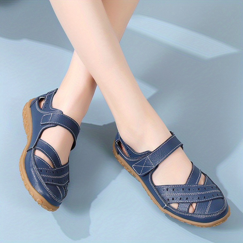 womens casual summer sandals solid color hollow out shoes wear resistant flat sandals details 5