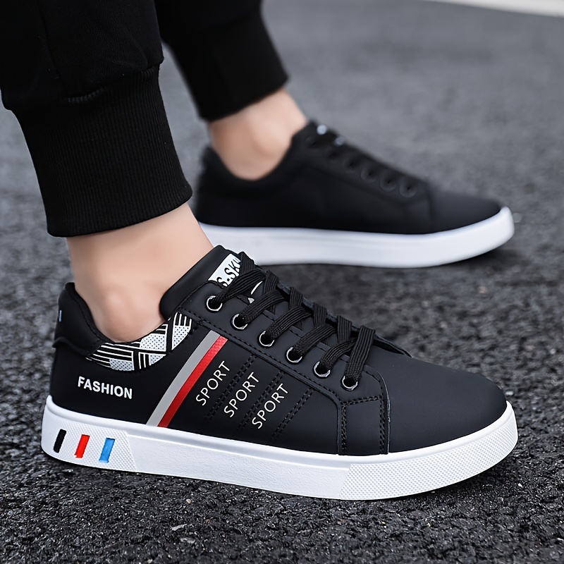 stripe design skate shoes men s trendy pu leather uppers details 12